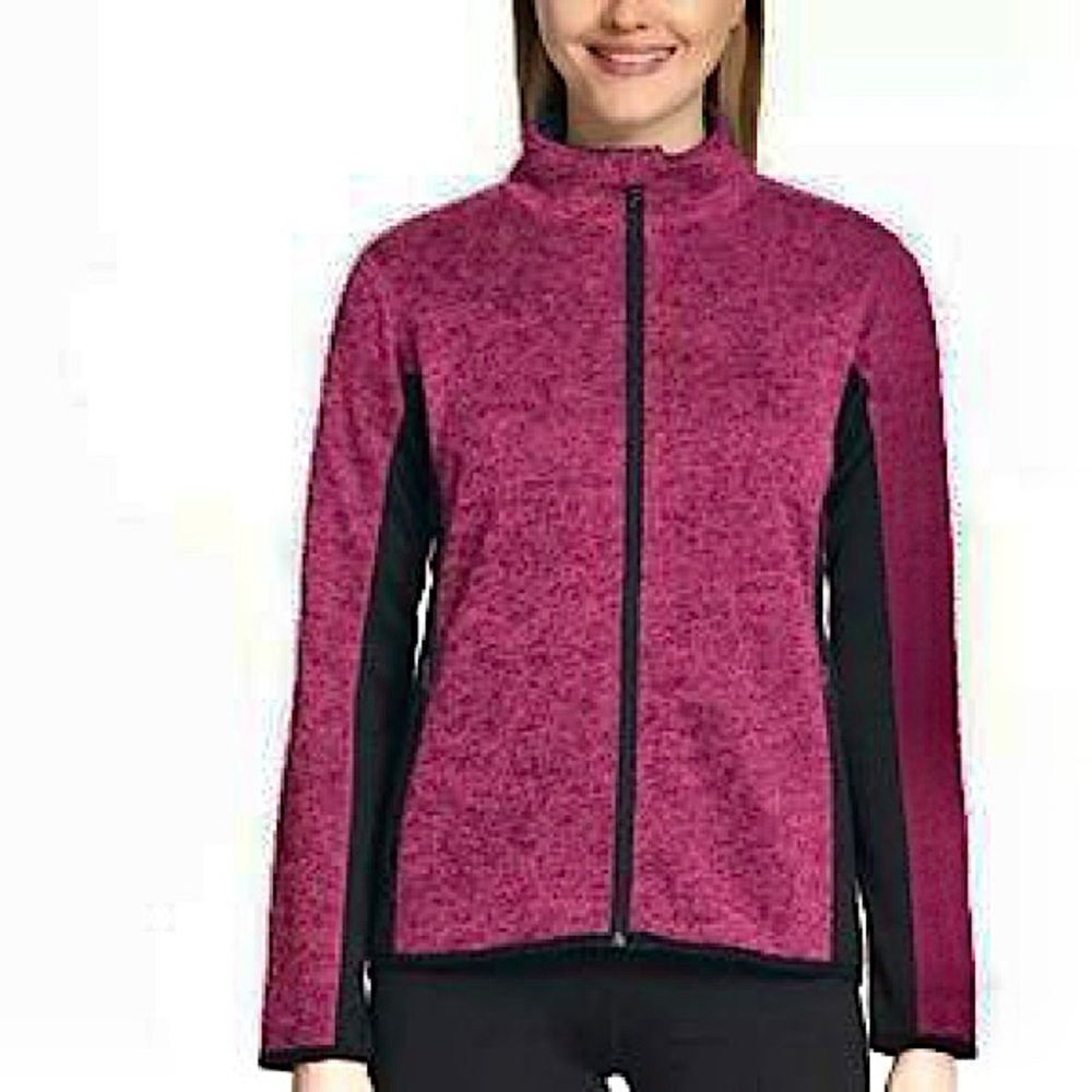 Andrew Marc New York Full Zip fleece lined knit Jacket fuchsia berry color -M